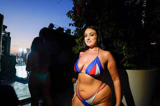 Amel Rachedi posing in Malvada Swimwear at Miami Swim Week 2025